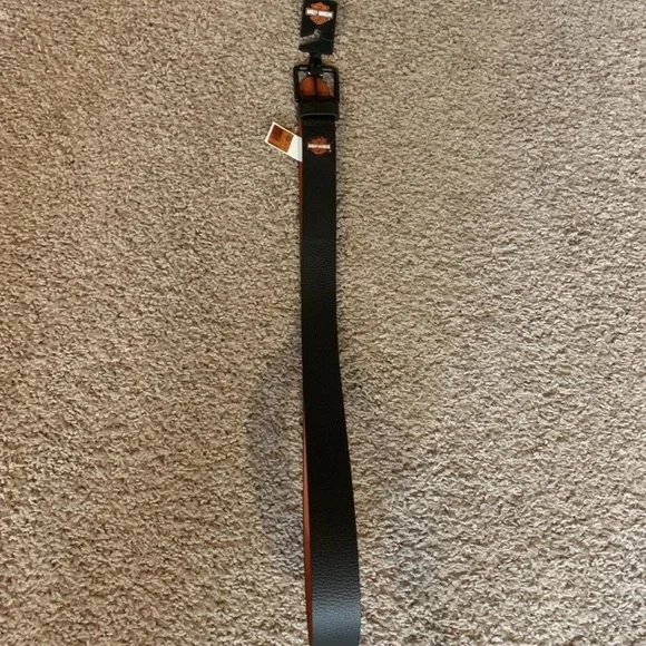 Harley-Davidson Men's XL 42/44 Pebbled Genuine Leather Belt, Black New - Picture 3 of 10